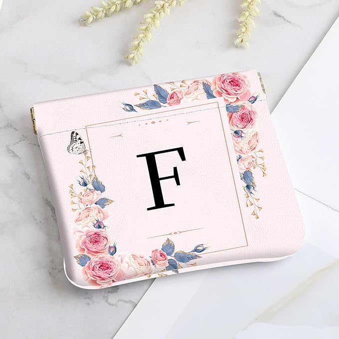 2Pcs Initial Letter PU Leather Small Squeeze Coin Purse Pouch Mini coin Bag Unique And Cute Wallet Cosmetic Bags For Women Girls Men Change Bag Letter F