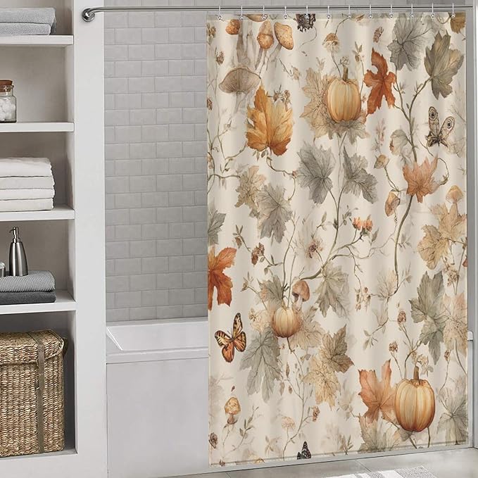 Fall Pumpkin Autumn Thanksgiving Shower Curtain Waterproof Washable Fabric Bathroom Shower Curtains for Bathroom Decorations Home Indoor Decor 53x72Inch