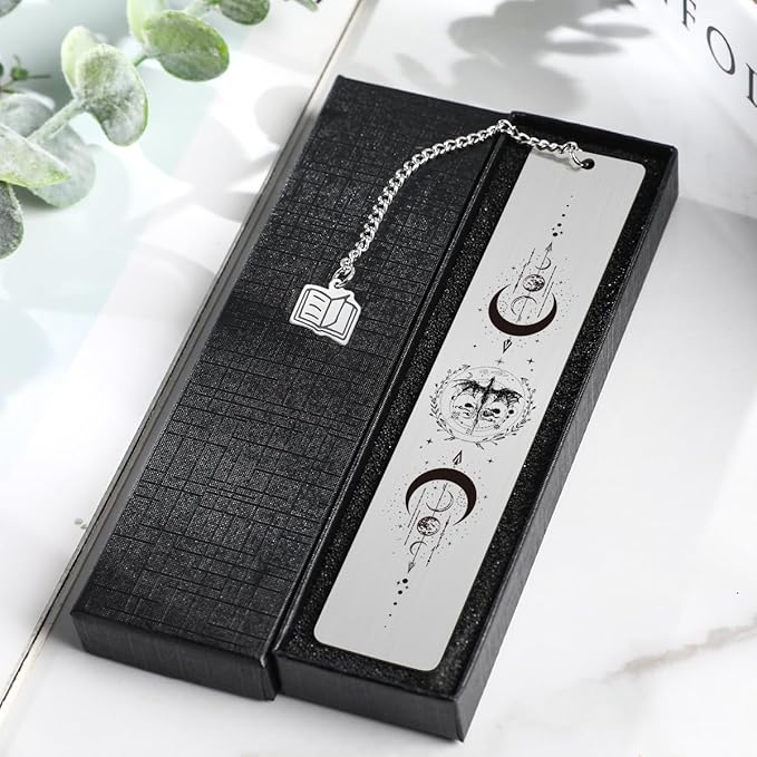 Acotar Metal Bookmark Gifts, Fantasy Dragon Book Marks with Round Laser Charm, Inspirational Creative Gift for Women Men Book Lovers Reading Accessories