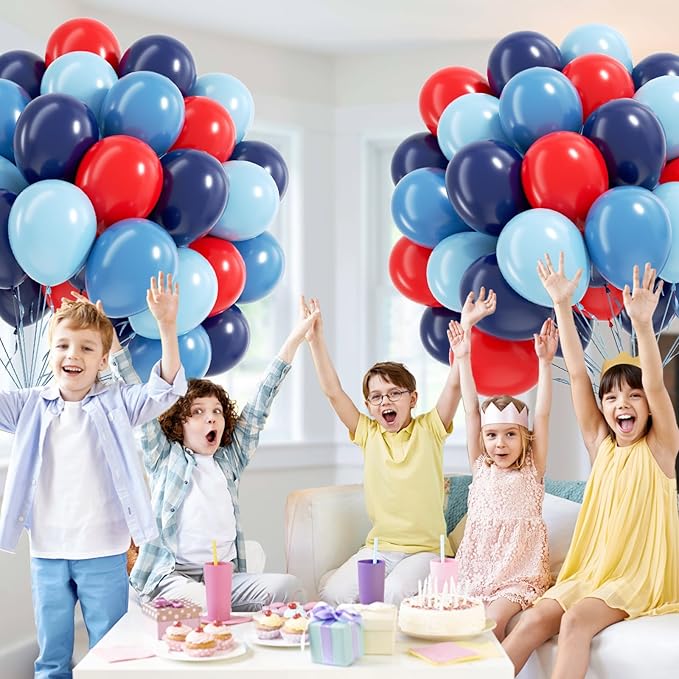 60pcs Red and Blue Balloons 12inch with Navy Slate Dusty Blue Red Balloons for Baby Shower Birthday Party Decorations