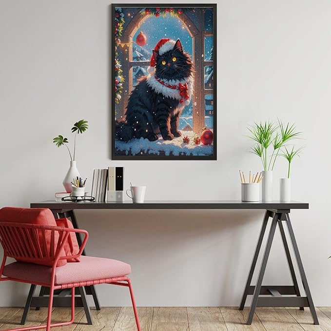 Jigsaw Puzzles for Adults 1000 Piece - Christmas Black Cat Wooden Puzzles, Educational Games，Challenge Puzzles Puzzle Games, Stress Relief Games