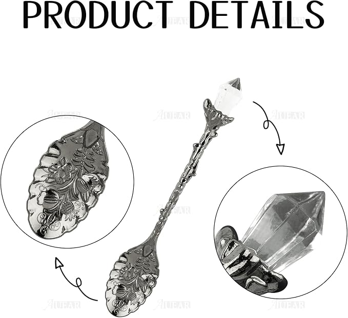 AUEAR, 25 Pack Retro Crystal Coffee Spoons Antique Tea Carved Spoon for Cafe Tableware