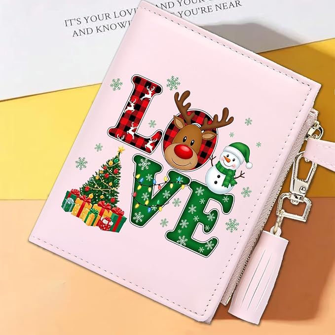 GEEAD Custom Design Small Wallets for Women Bifold Slim Coin Purse Zipper ID Card Holder for Christmas