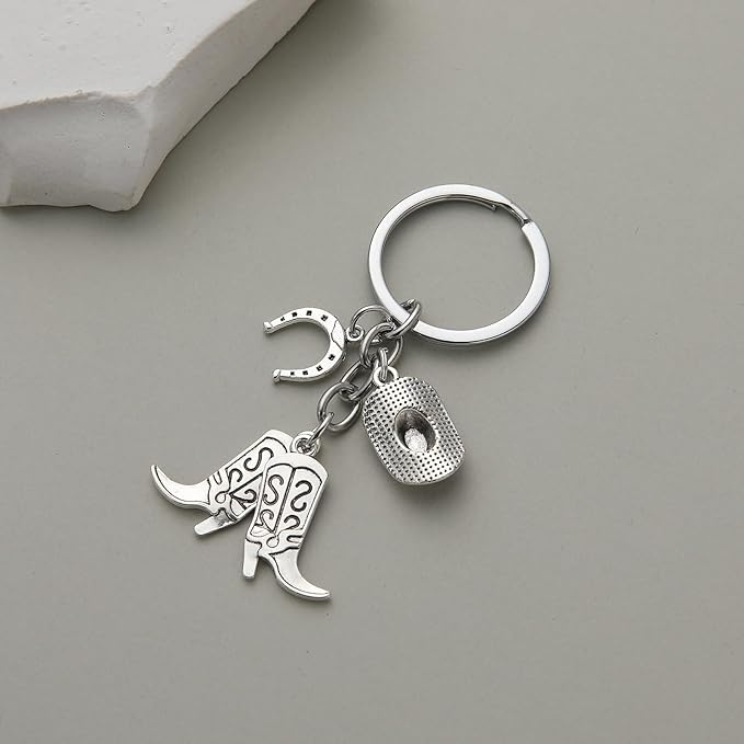 PHAETON 20PCS Hat Boot Horseshoe Keychain Western Cowgirl Keyring Equestrian Keychain Horse Lover Gift for Cowboy, Gift for Cowgirl, Cowboy Key Ring