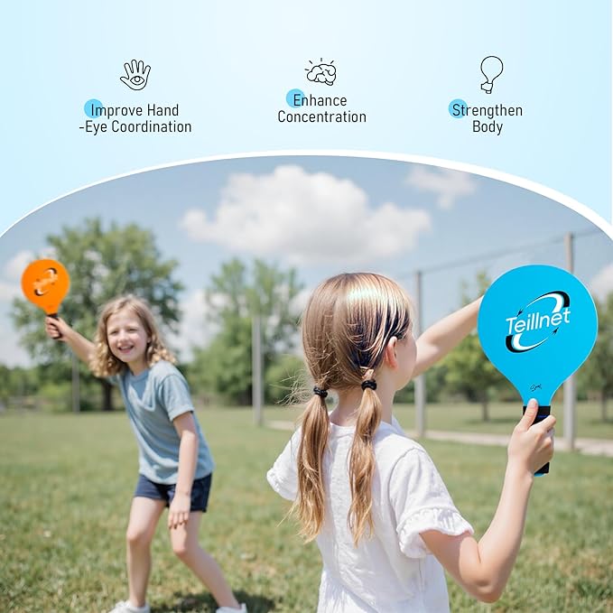 Paddle Ball Set, Outdoor Games for Adults and Family, Badminton Sets for Backyards Yard Game with 4 Rackets 4 Balls 8 Birdies, Beach Toys Pool Lawn Outside Park Camping Family Games Gifts