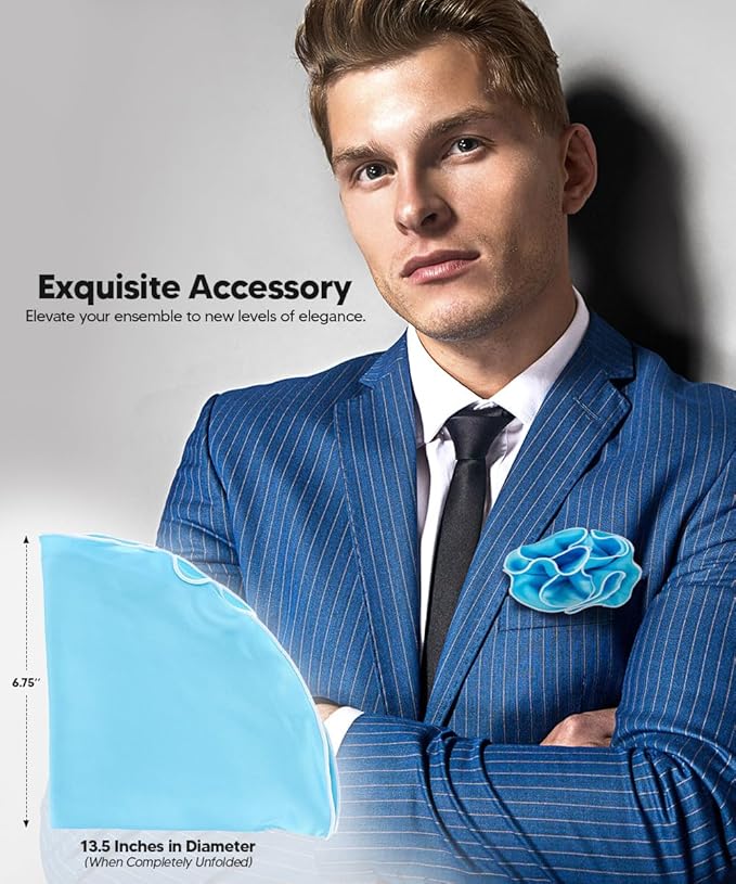 Premium Pre-Folded Four-Point Suit Pocket Square for Men with Sewn Pocket Fold
