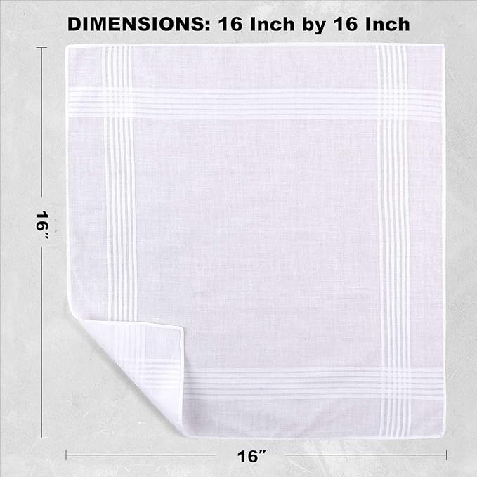 5 Pack Handkerchiefs for men, 100% Soft Cotton 16x16 Inch Men's Handkerchiefs, White Classic Pocket Hankies