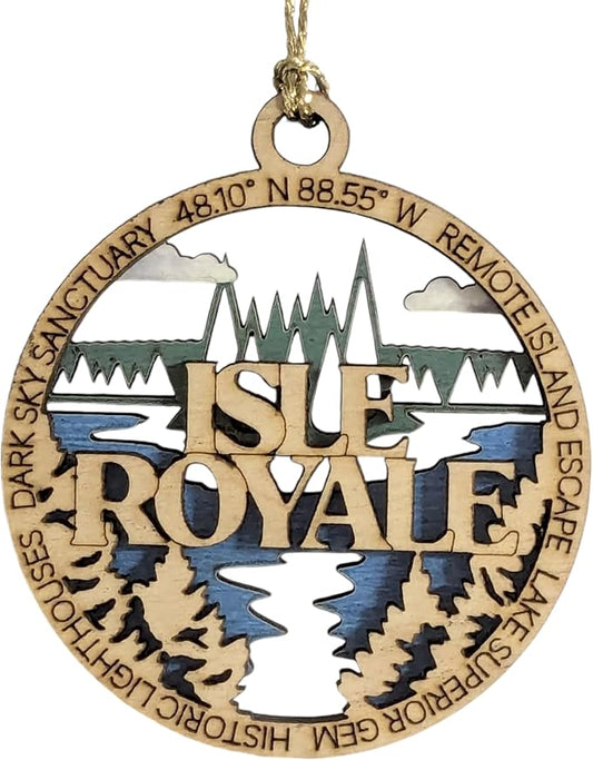 Isle Royale National Park Wood Ornament - Lake Superior Island Scene, Handcrafted 3" Christmas Decoration