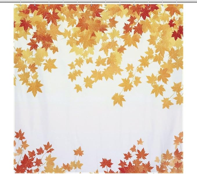 Fall Maple Shower Curtain Leaves Autumn Natural Scenery Havest Famhouse Waterproof Washable Fabric Bathroom Shower Curtains for Bathroom Decorations Home Indoor Decor 72x72Inch