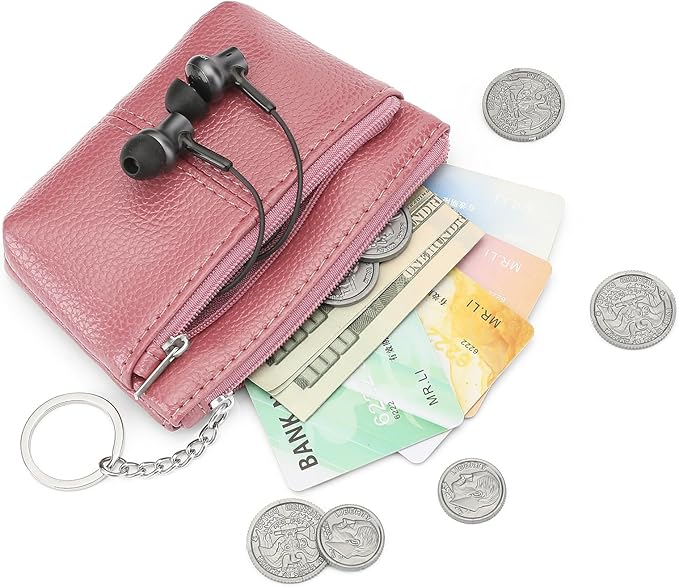 SENDEFN Leather Coin Purse for Women Small KeyChain Change Pouch Credit Card Holder