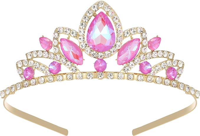 SWEETV Princess Tiara for Little Girls,Tiara Crown Headband Birthday Party Prom Costume Accessories Gift Toddler Kids Baby