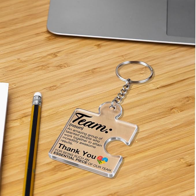 Team Appreciation Gifts for Employee Coworker Staff Bulk, Teamwork Thank You Gift Set Puzzle Piece Acrylic Keychains