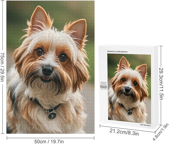 Cairn Terrier Wooden Puzzle 1000 Pieces Jigsaw Puzzles for Adults Puzzle Educational Toys Challenging Fun Games Gifts for Elders Kids Family and Friends