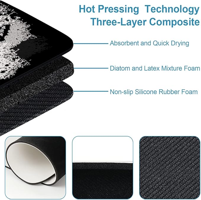 Black and White Music Notation Bathroom Mat, Non-Slip Super Absorption Bath Carpet with Rubber Backing, Fit Under Bathroom Doormat Floor Rugs for Shower Buthtub Sink, 17"x24"