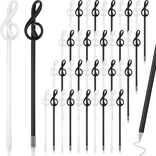 Lincia 100 Pcs Music Note Pens Bulk Musical Ballpoint Pens Music Themed Party Favors Novelty Musical Choir Prizes Gifts Piano Teacher Gift for Artists Office Decorative Supplies(Black, White)