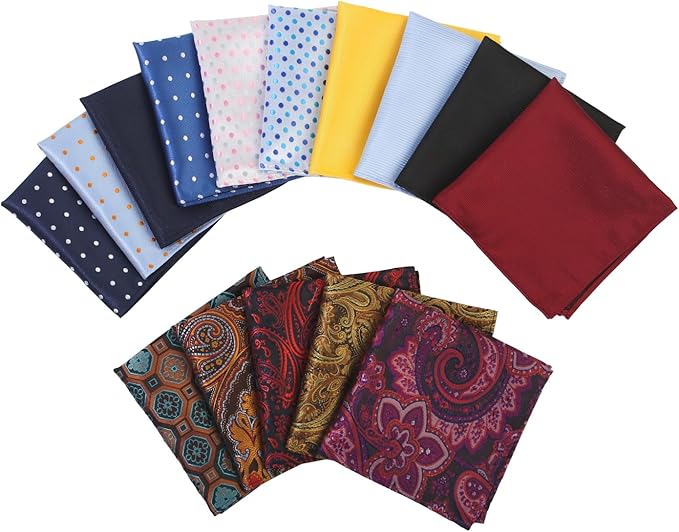 15 Pack Men's Pocket Squares, Soft Hankies Premium Mens Pocket Square Handkerchiefs Set