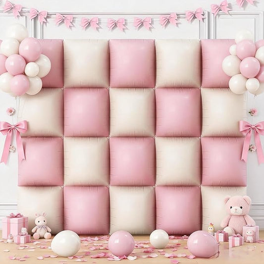 Dusty Pink and White Square Balloon, 20 PCS Matte Pink Cream Double Sided Square Foil Balloon Backdrop for Girls Bridal Baby Shower Wedding Boho Birthday Party Decoration