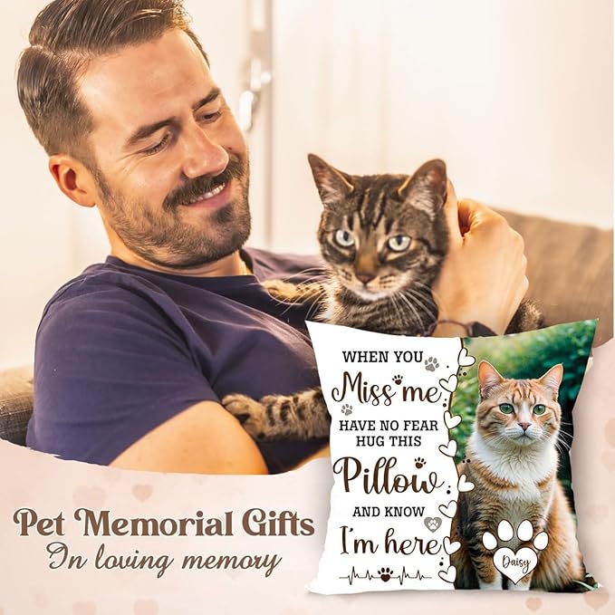 Custom Pet Memorial Throw Pillow (Insert Included), Pet Memorial Gifts, Cat Memorial Gifts For Loss Of Cat, Cat Memorial Pillow, Pet Remembrance Gifts, Pet Memorial Gifts Cat, Lost Pet Memorial Gift