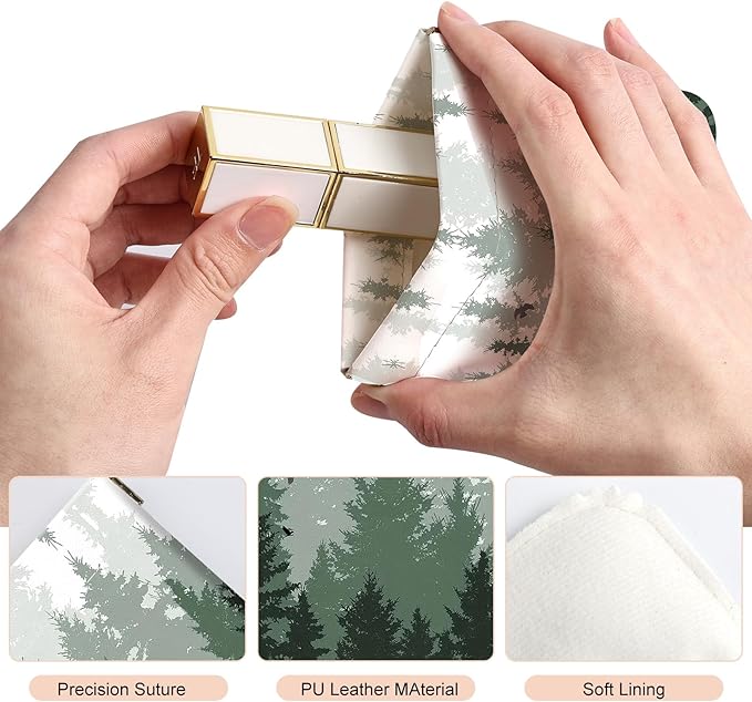 2Pcs PU Leather Small Squeeze Coin Purse Pouch Mini coin Bag Unique And Cute Wallet Cosmetic Bags Change Bag For Women Girls Men （Green Forest L