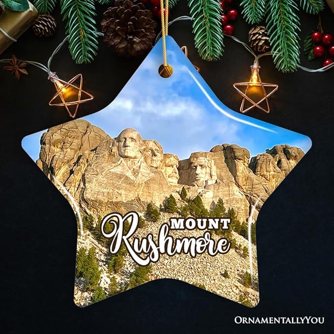 Mount Rushmore National Memorial Scenic Ceramic Ornament, South Dakota Souvenir Christmas Decoration