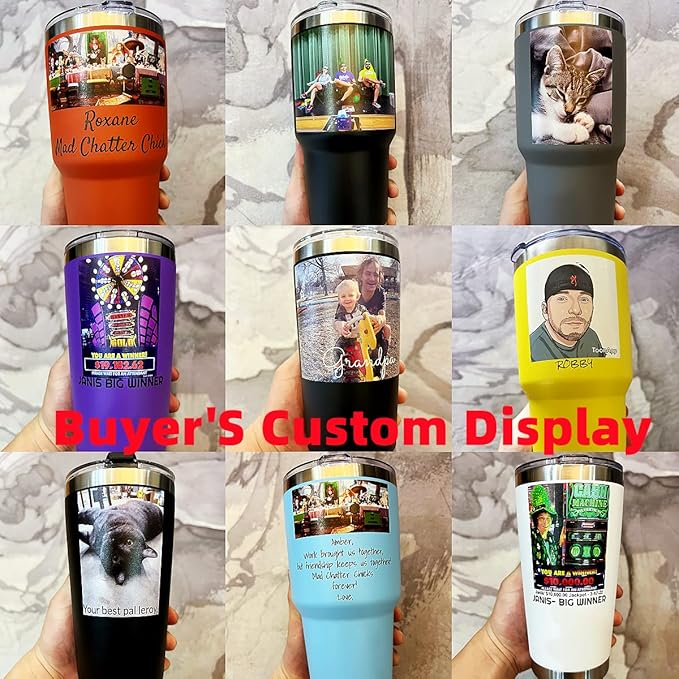 Personalized Photo 20oz 30oz Stainless Steel Tumbler,Custom Coffee Tumbler Cup With Lid And Strawstraw Vacuum Insulated With Text Photo Logo (Sky Blue(20oz/30oz))