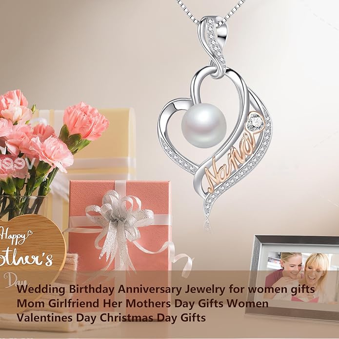 Mothers Day Gifts for Mom -Grandma Mom from Daughter Son, Gifts for Wife Nana Mother Birthday-Christmas Day for Women Her Jewelry Gift, Pearl Necklaces