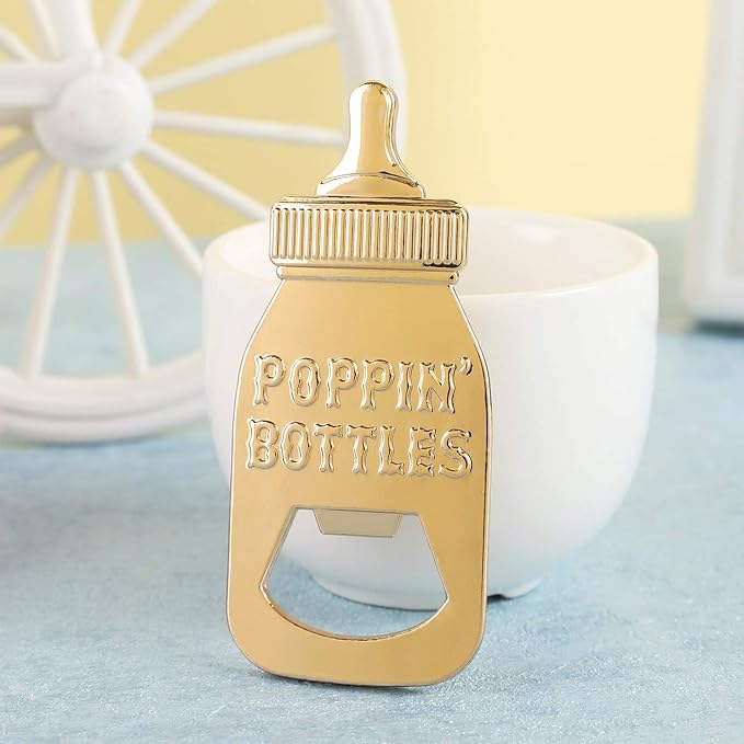 24 Pack Bottle Opener Baby Shower Favor For Guest,Cute Poppin Bottle Shaped Bottle Opener Favors for Baby Shower Souvenir Supplies and Decorations For Boy or Girl (White, 24)