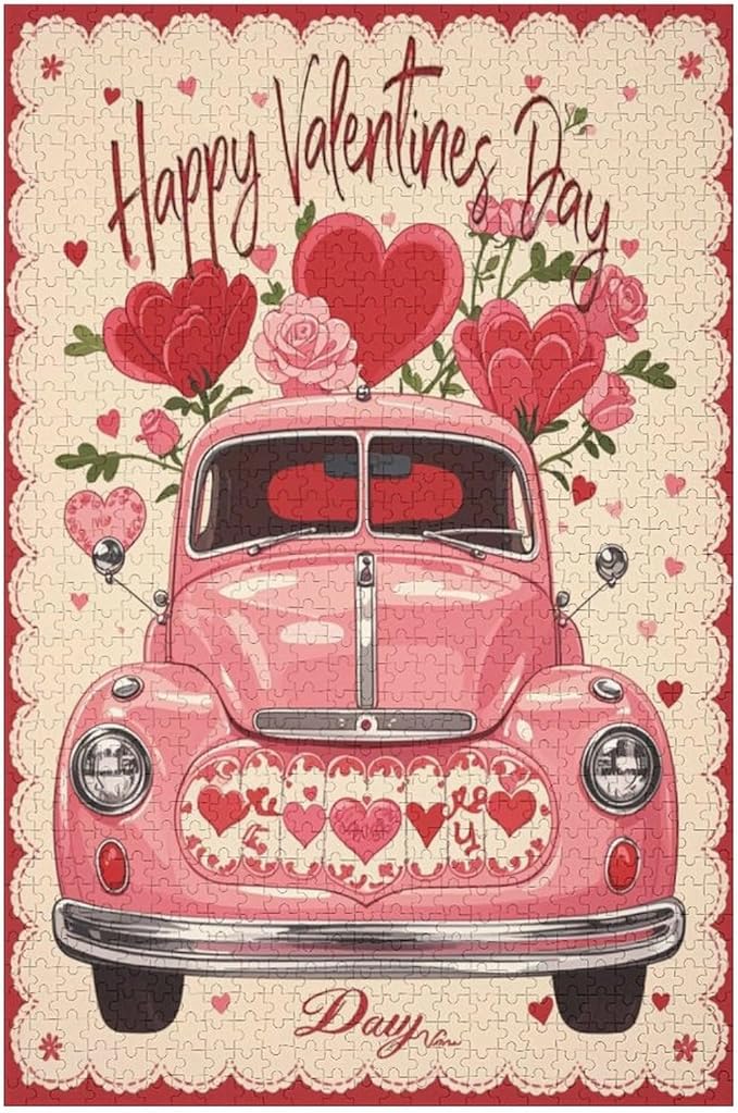 Jigsaw Puzzles for Adults 1000 Piece - Happy Valentine's Day Wooden Puzzle，Family Puzzles，Educational Games，Challenge Puzzles Puzzle Games，Stress Relief Games