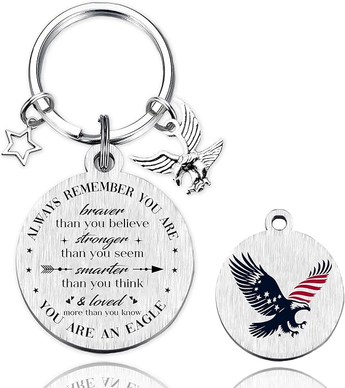 Patriots Gifts American Flag Keychain - America United States Map Keychains, Inspirational USA Souvenir Keyring for Men Women