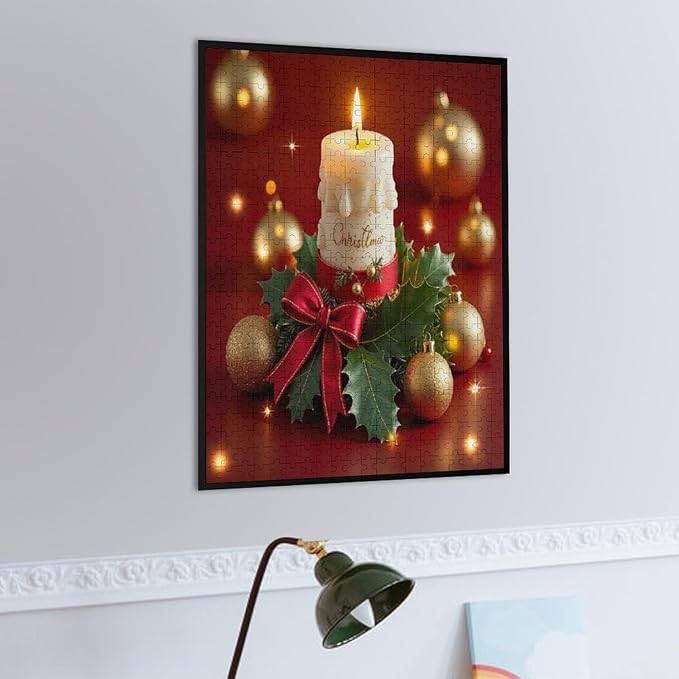 Jigsaw Puzzles for Adults 500 Piece - Christmas Atmosphere Candle Light，Merry Christmas Themed Wooden Puzzles，Stress Relief Games，Puzzle Games Challenge Puzzles，Educational Games