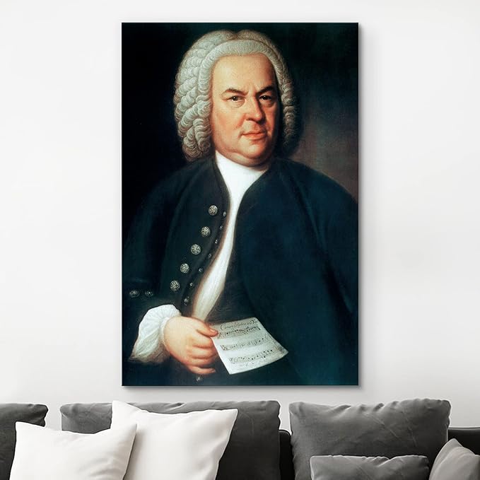 wall26 Canvas Print Wall Art Portrait of Johann Sebastian Bach People Pop Culture Historical Realism Famous Closeup Colorful Multicolor Classical for Living Room, Bedroom, Office - 12"x18"