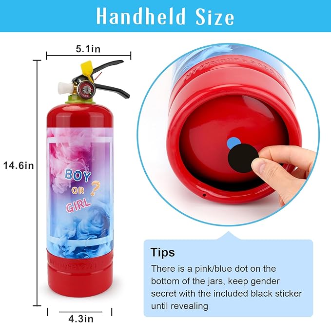 Giant Gender Reveal Fire Extinguisher 2 Packs, Gender Reveal Ideas, Baby Boy Reveal Party Ideas for Gender Reveal Decorations with 2.3ib Powder (Blue)