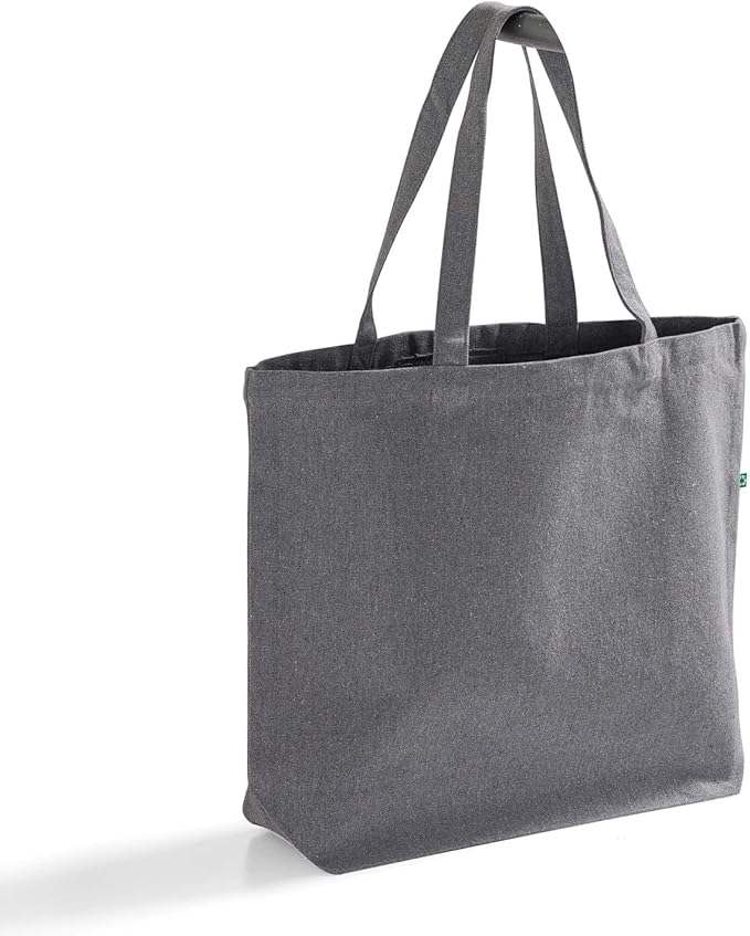 Large Recycled Cotton Canvas Tote Bag with Gusset – 12 Pcs Reusable Bag with Shoulder Straps, Canvas Tote Bags Bulk