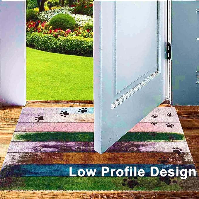 Darkyazi 23.6" x 35.4" Colorful Doormats Entrance Front Door Rug Funny Outdoors/Indoor/Bathroom/Kitchen/Bedroom/Entryway Floor Mats，Non-Slip Polyvinyl Chloride (Dog paw Print-2)