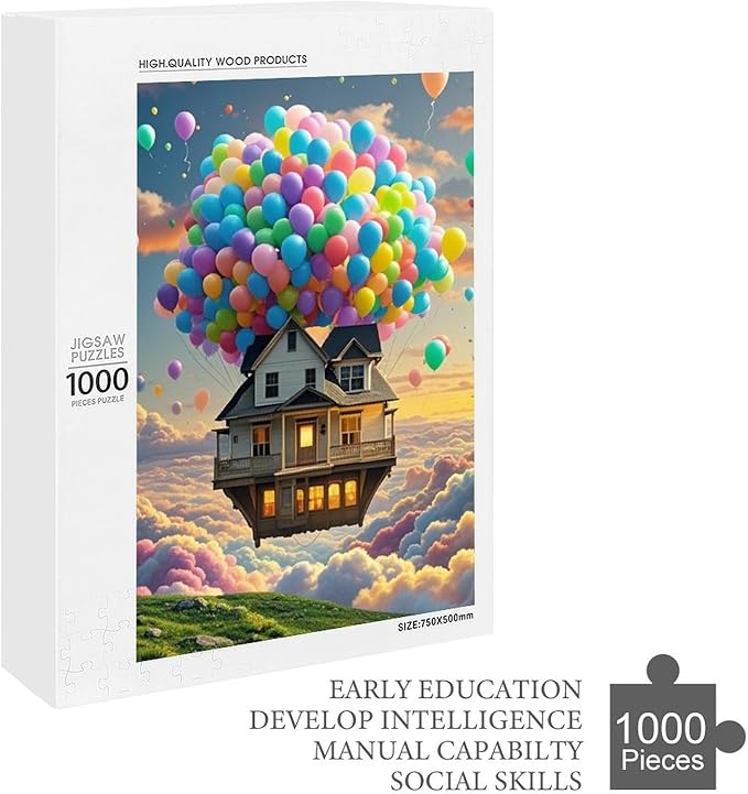 Wooden Puzzle - Floating House Jigsaw Puzzles，Wooden Puzzles for Adults 1000 Pieces Challenge Puzzles，Educational Games，Family Puzzles，Unique Gifts for Wall Art
