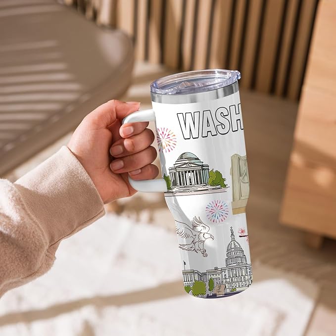 City Tumbler 40oz,Stainless Steel Water Bottle for Hot & Cold Beverages-City Gift Idea (Washington dc)