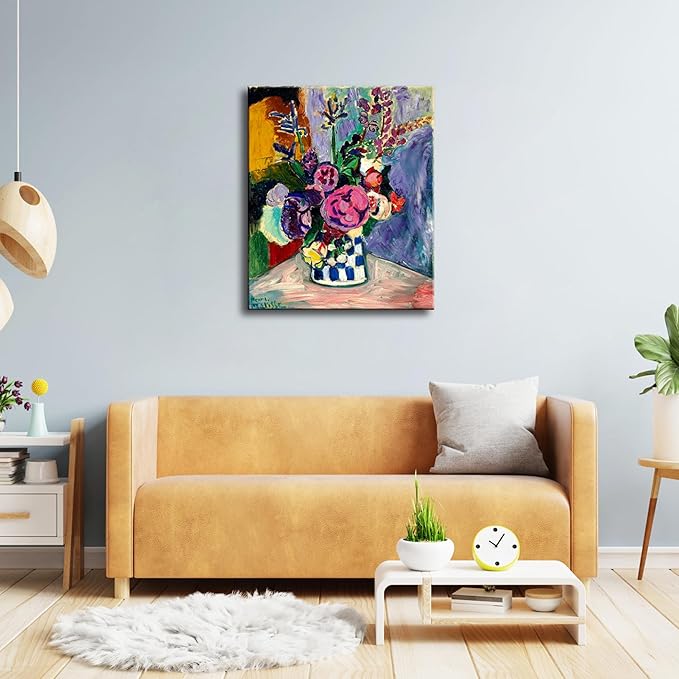 Wieco Art Canvas Wall Art Still Life of Peonies in a Vase 1907 by Henri Matisse Abstract Canvas Prints Art Pictures for Wall Decor and Home Office Decorations