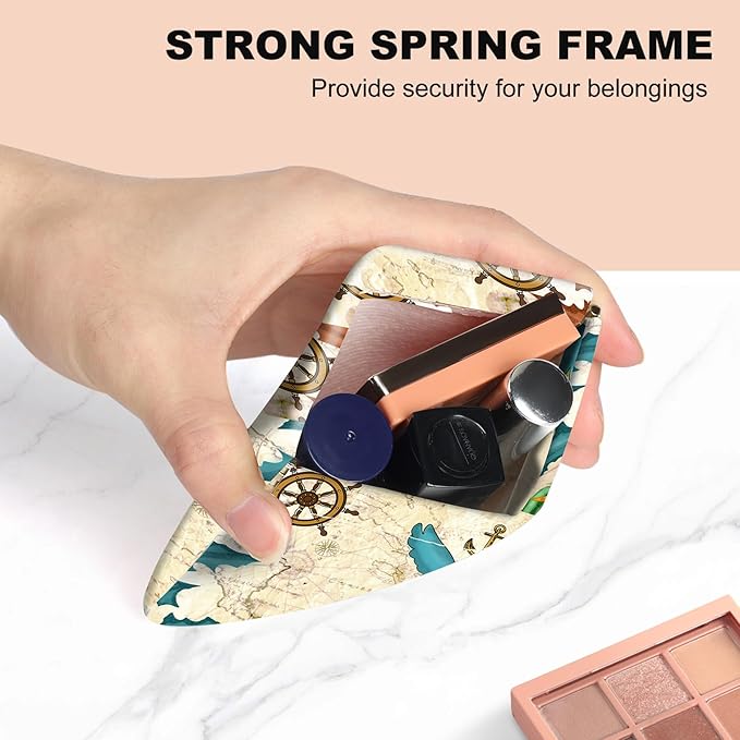 2Pcs PU Leather Small Squeeze Coin Purse Pouch Mini coin Bag Unique And Cute Wallet Cosmetic Bags Change Bag For Women Girls Men Map Turtle Pattern