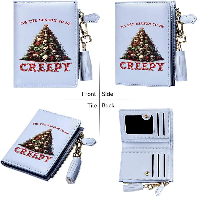 GEEAD Custom Design Small Wallets for Women Bifold Slim Coin Purse Zipper ID Card Holder for Christmas