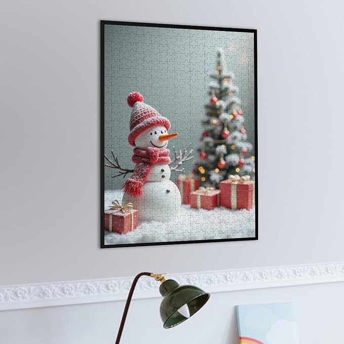 Wooden Puzzles for Adults 500 Pieces, Christmas Winter Snowman, Each Piece is Unique and Perfectly Put Together, are Special Home Decorations, Fun Puzzles, Party Games, Family Toys