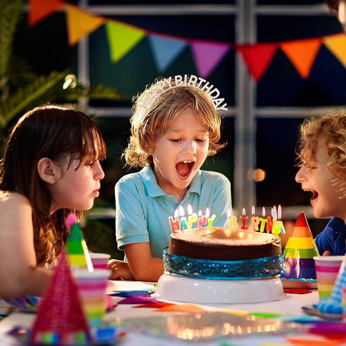 12 Pcs Rhinestone Happy Birthday Crowns Headbands Party Decorations Supplies Gift for Women Princess Birthday Tiara Bling Accessories