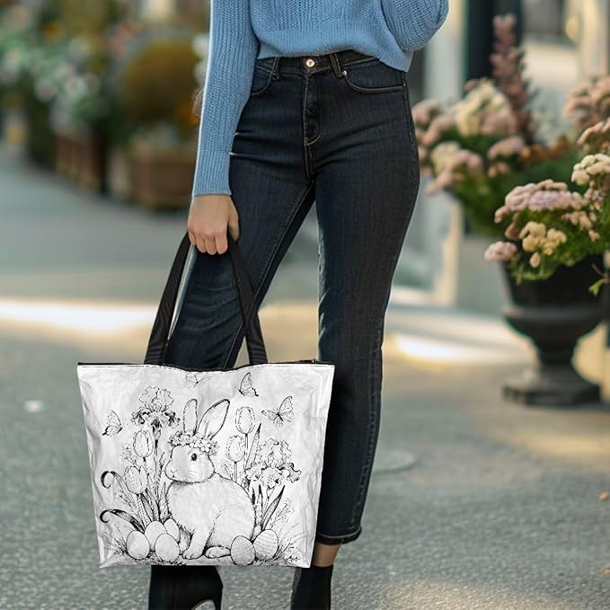 Cartoon Animal Printed DIY Coloring Tote Bag Waterproof Paper Handbags for Women Large Travel Shoulder Bags Purses