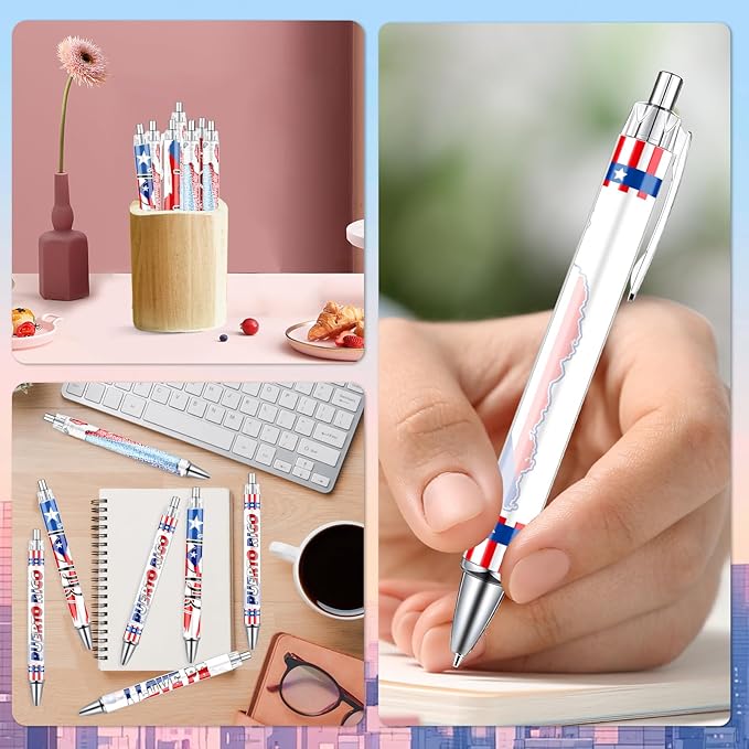 Puerto Rico Ballpoint Pens Gifts 24 Pcs Puerto Rican Travel Souvenirs Gifts Pr Flag Retractable Smooth Ball Point Pen Patriotic Party Favor for Office School Reward Home Traveler Supplies