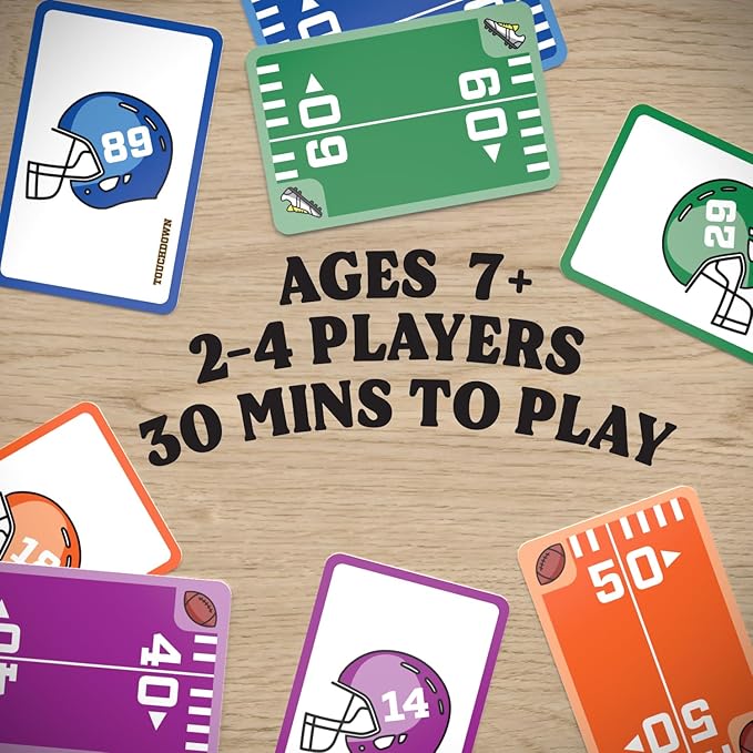 Fast-Paced, Football Themed Card Game That Anyone Can Play, 2-4 Players, Fun Card Games for Adults, Kids, Families and Game Nights, Stocking Stuffers, Football Gifts