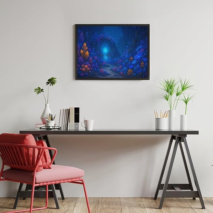 Meteor Shower and Moonlit Night 500-Piece Wooden Jigsaw Puzzle, Night Sky Puzzle, Shooting Stars Scene, Cozy Indoor Fun, Family Entertainment, Mindful Leisure