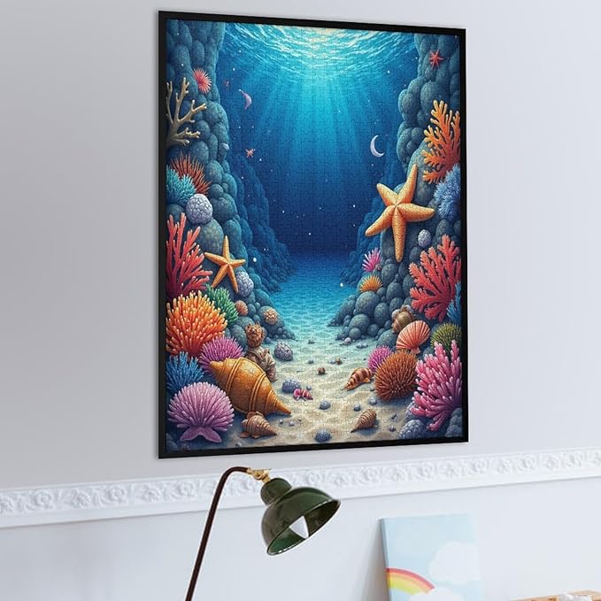 Sea Floor Wooden Puzzle 1000 Pieces Jigsaw Puzzles for Adults Puzzle Educational Toys Challenging Fun Games Gifts for Elders Kids Family and Friends