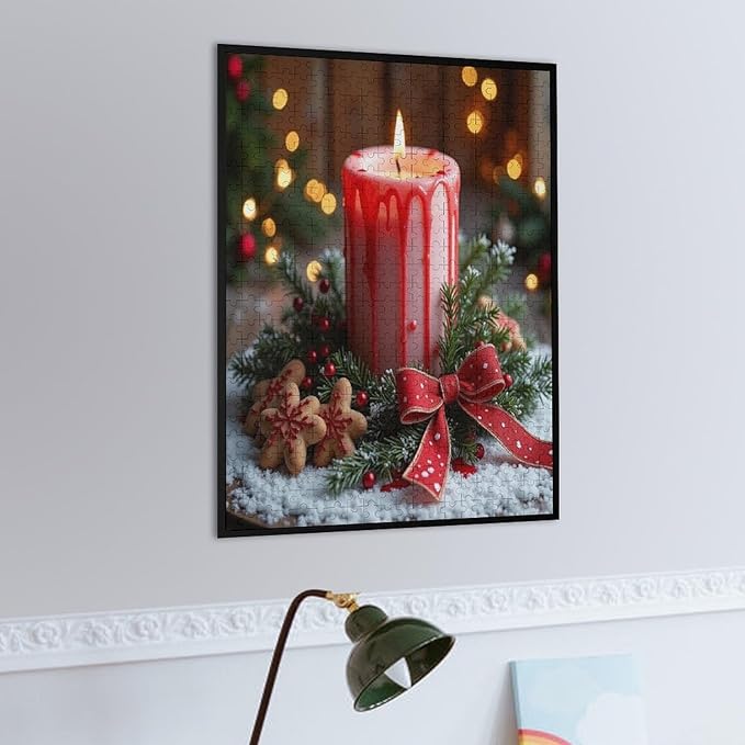 Jigsaw Puzzles for Adults 500 Piece - Merry Christmas，Christmas Candles Wooden Puzzle Puzzle Games， Stress Relief Games，Funny Puzzles，Unique Gifts for Wall Art ，Family Puzzles