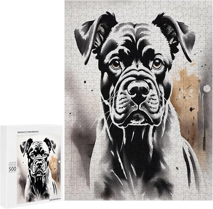 Jigsaw Puzzles for Adults 500 Piece - Boxer Dog Portrait Animal Themed Wooden Puzzles，Stress Relief Games，Puzzle Games Challenge Puzzles，Educational Games，Family Puzzles