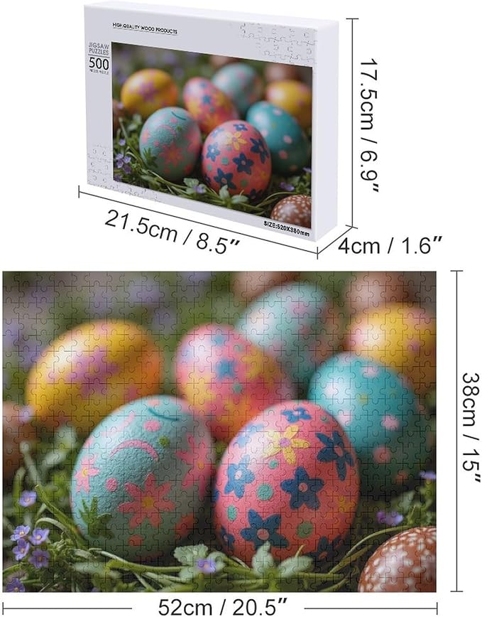Wooden Puzzle - Easter Eggs Jigsaw Puzzles，Wooden Puzzles for Adults 500 Pieces Challenge Puzzles，Educational Games，Family Puzzles，Unique Gifts for Wall Art,Funnny Puzzles