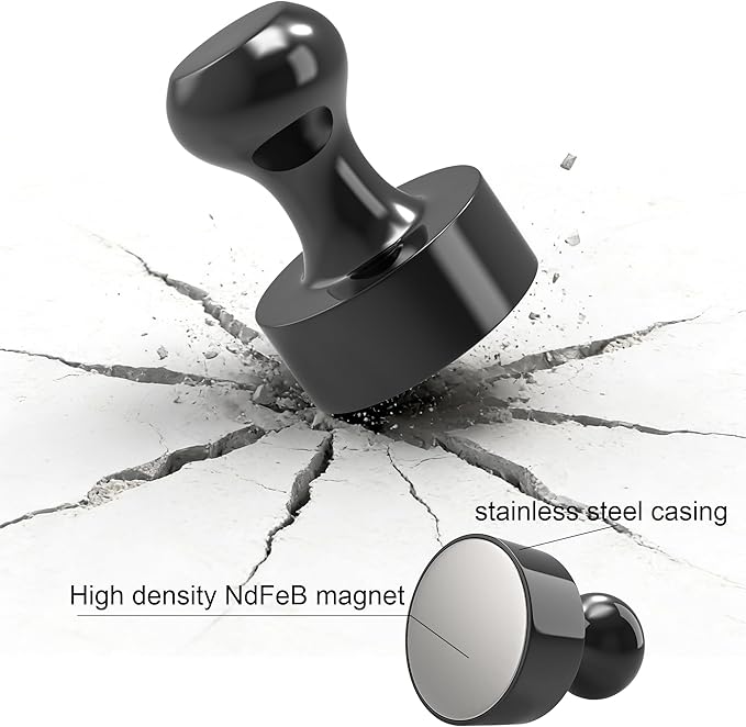 Tiergrade Metallic Magnets, Refrigerator Magnets, 60 Pack Black Magnetic Push Pins, Strong Fridge Magnets, Multi-use Whiteboard Magnets Perfect for Kitchen Office Classroom